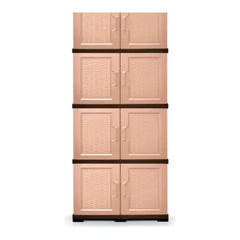 Gabinete 4 niveles tipo ratán cocoa