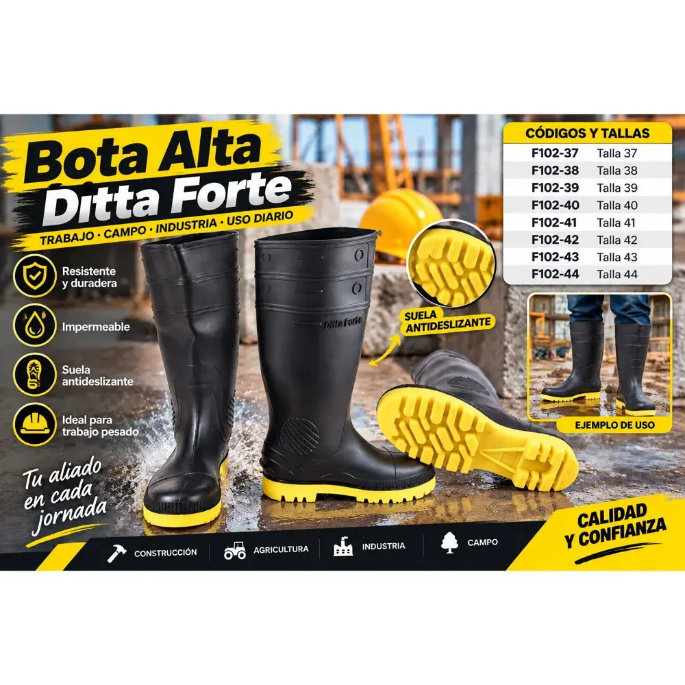 Bota de hule alta Ditta Forte (tallas 37 a 44)