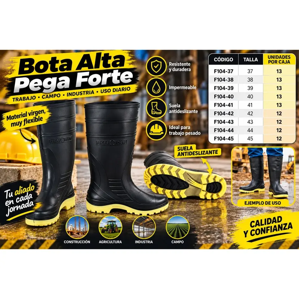 Bota de hule alta Pega Forte (tallas 37 a 45)