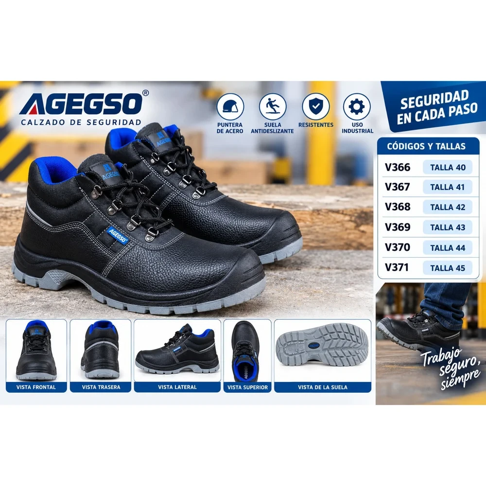 Zapato de seguridad Adegso con puntera de acero (tallas 40 a 45)
