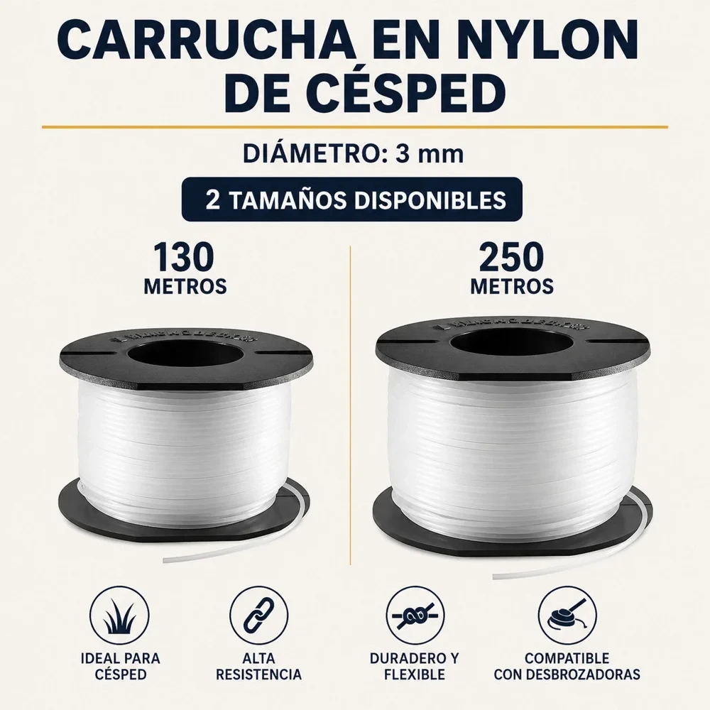 Carrucha de nylon para orilladora 3 mm × 130 m
