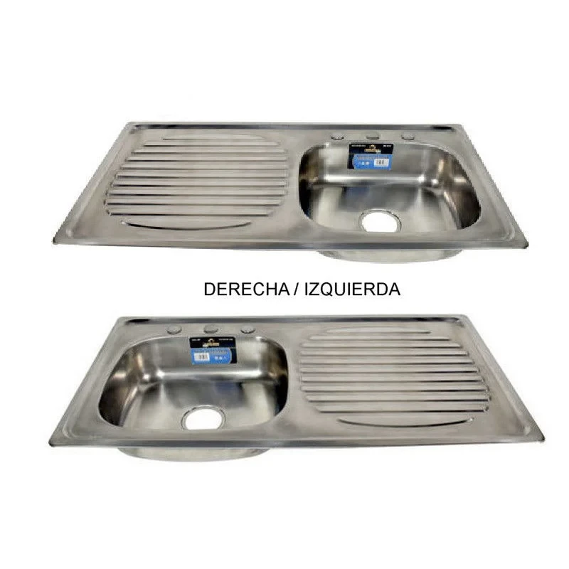 Fregadero de acero inoxidable 100 × 50 cm, escurridor derecho