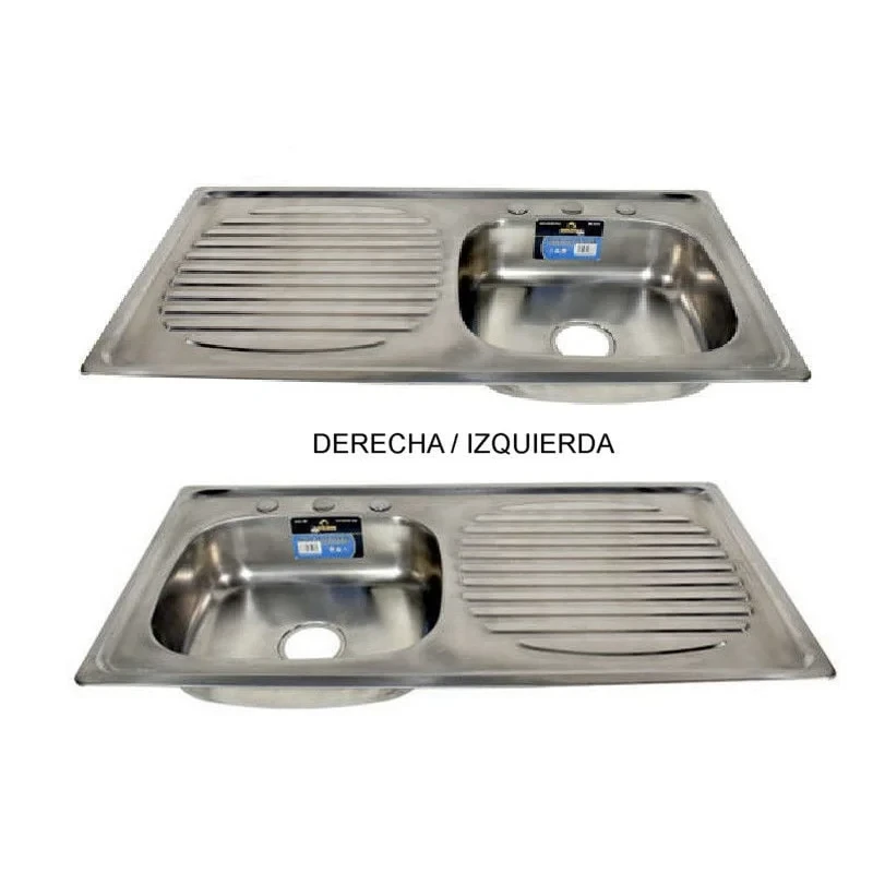 Fregadero de acero inoxidable 100 × 50 cm, escurridor izquierdo