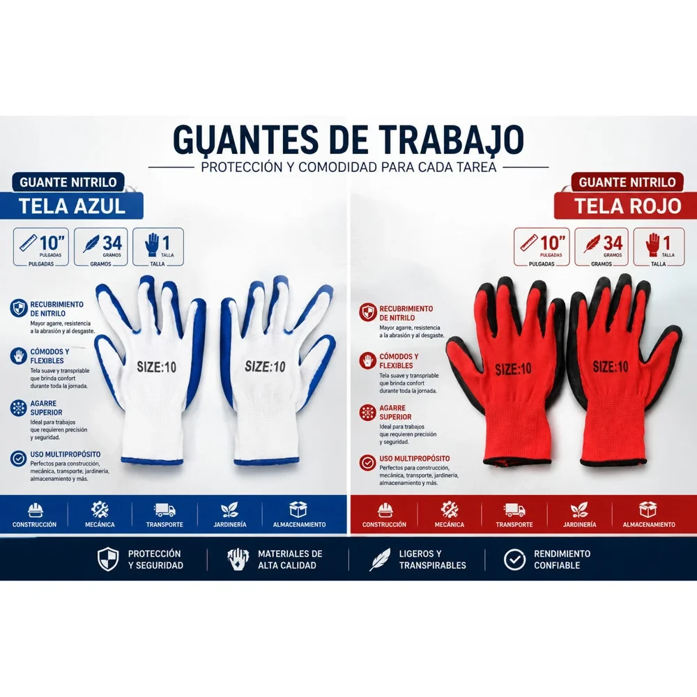 Guante de nitrilo con forro de tela
