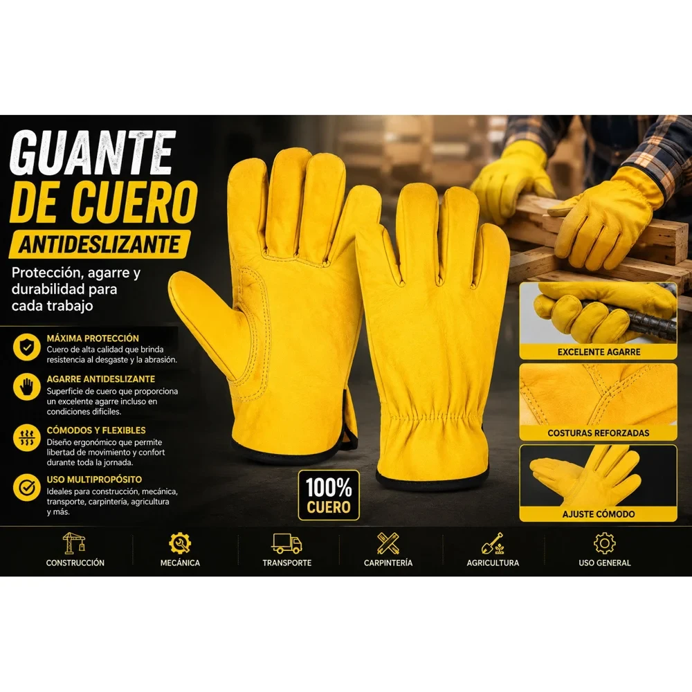 Guantes de cuero antideslizantes