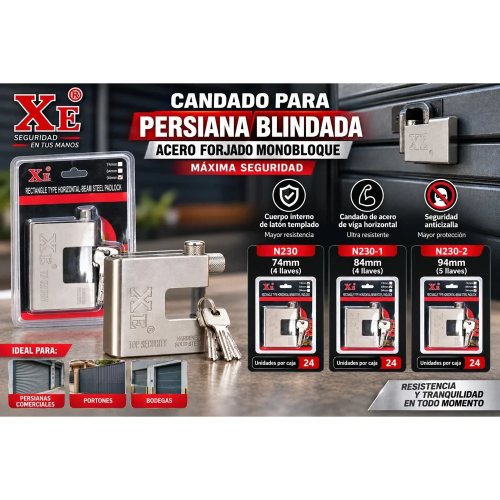 Candado de seguridad para cortina metálica 84 mm, anticizalla