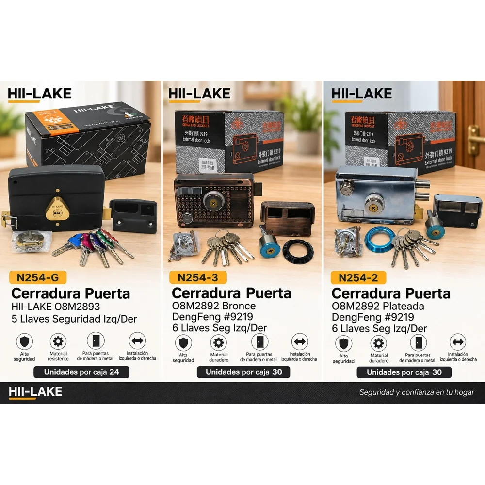 Cerradura de sobreponer de seguridad con 5 llaves
