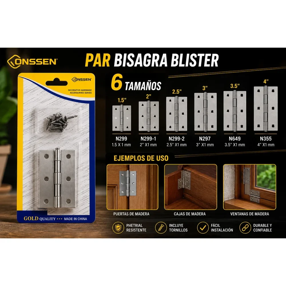 Bisagra de acero 3", par