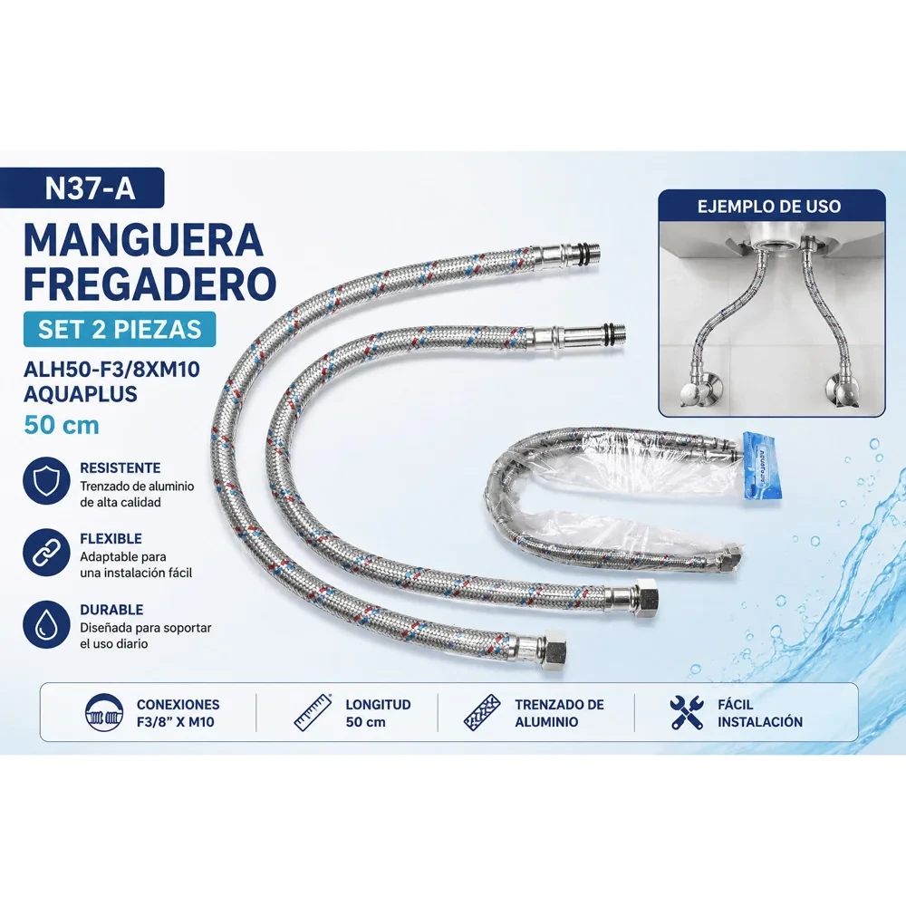 Manguera de abasto para fregadero 50 cm, par
