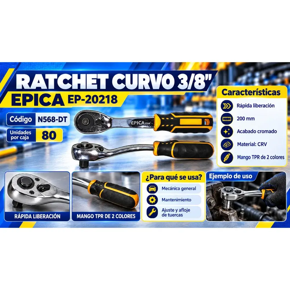 Ratchet curvo 3/8"