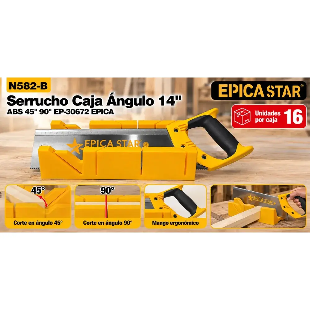Serrucho de costilla 14" con caja de ingletes