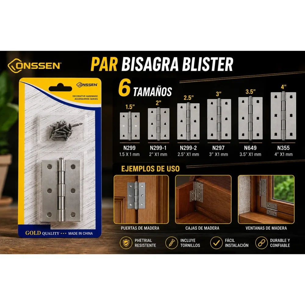 Bisagra de acero 3 1/2", par
