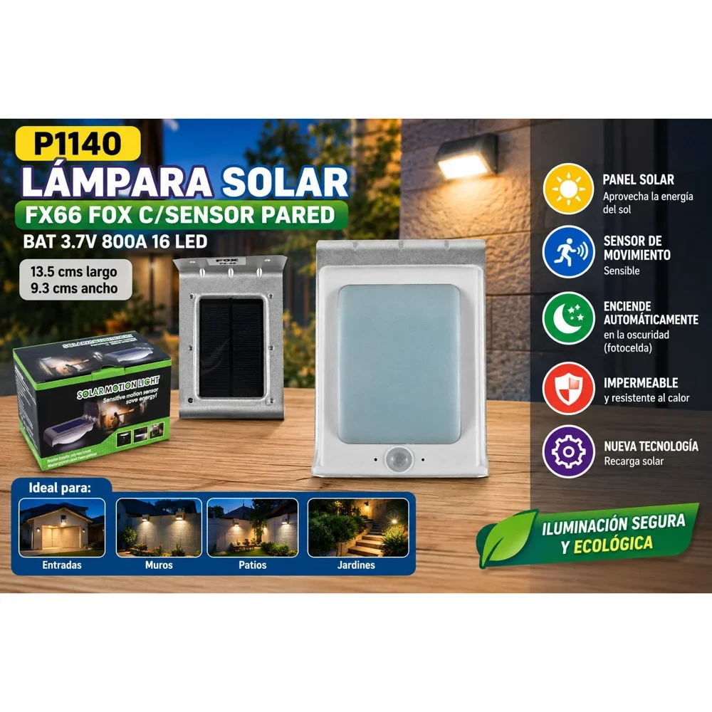 Lámpara solar de pared con sensor de movimiento