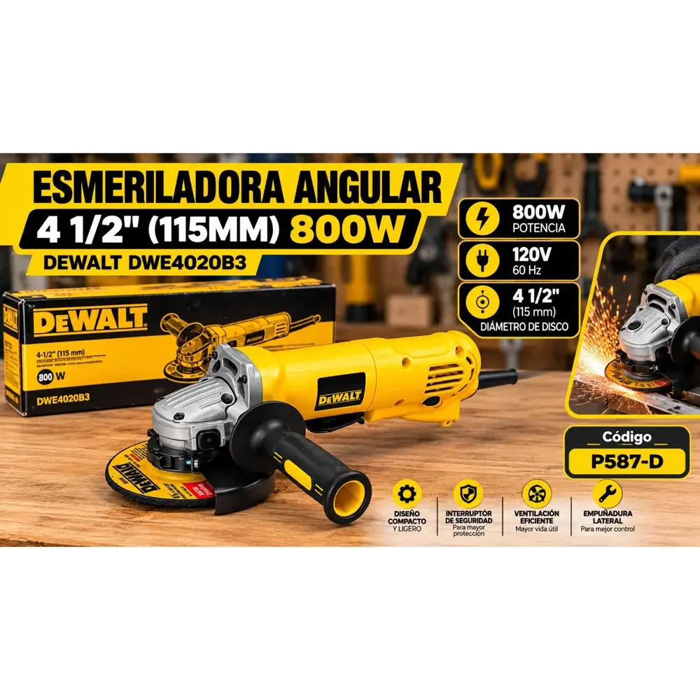 Esmeriladora angular 4 1/2" 800 W DWE4020