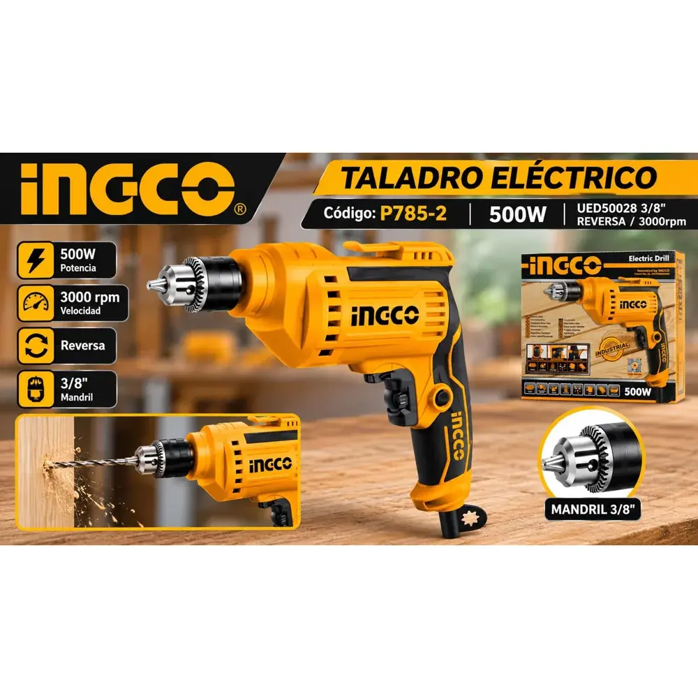 Taladro 3/8" 500 W con reversa