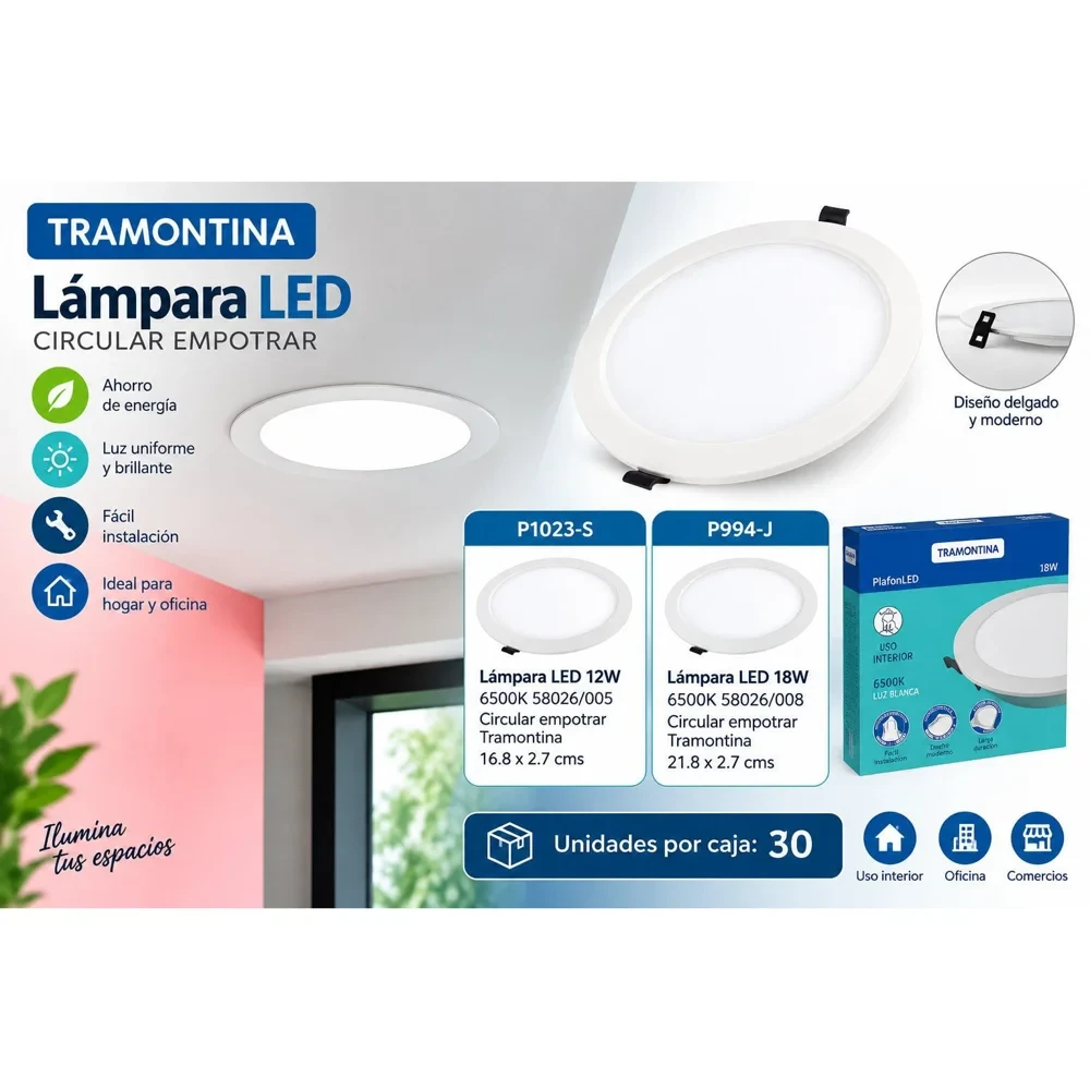 Lámpara LED circular de empotrar 18 W