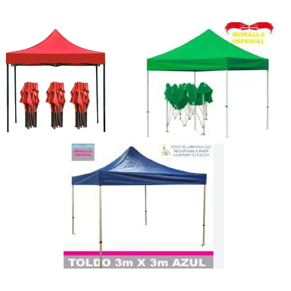 Toldo plegable 3 × 3 m azul