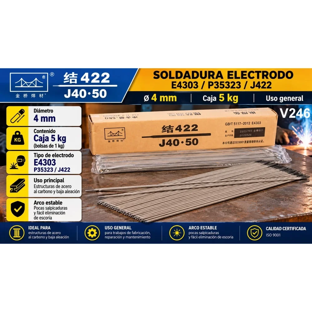 Electrodo para soldar E4303 4 mm, caja de 5 kg
