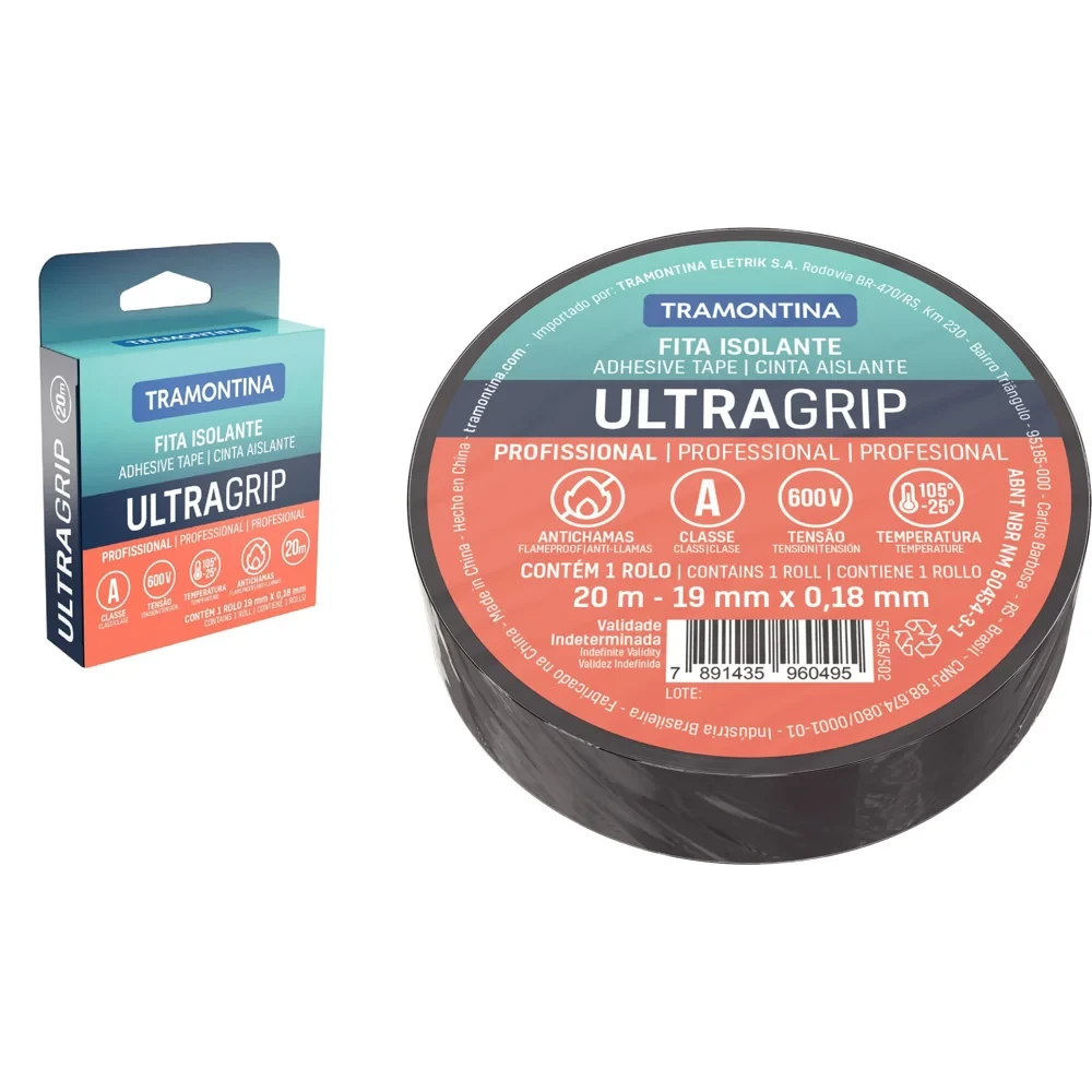 Tape eléctrico negro 20 m, clase A