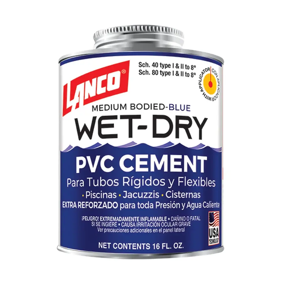 Pegamento PVC Wet Dry Lanco, lata 16 oz (pinta)